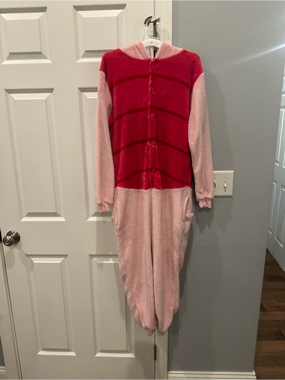 Pink Two-Tone Piglet fleece onesie